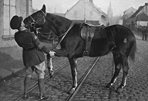 Goodbye Prints: A Canadian staff officer saying goodbye to his horse