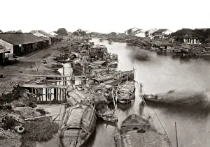 Indo Prints: Canal, Indo-China, Vietnam, circa 1890