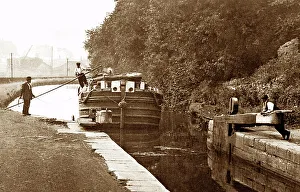 A canal lock, Brighouse, early 1900s