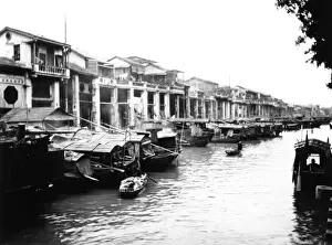 Guangzhou Prints: The canal from Shameen Island, Canton