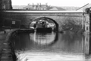 Canal workboat under bridge, Sheffield and Tinsley Canal