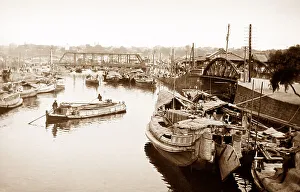 Yokohama Prints: Canal at Yokohama, Japan