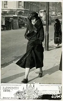 Candid Prints: Candid photograph - Central London - Young Woman in furs