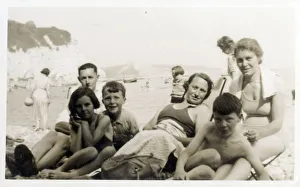 Aunt Collection: A candid Seaside Family Photograph - White Cliffs and pebble beach at Beer, South Devon