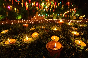 Spiritual Collection: Candles and lanterns at Wat Phan Tao Temple, Chiang Mai