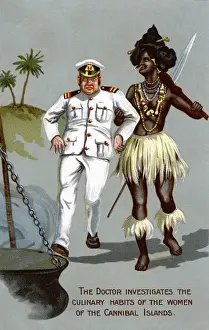 Cannibalism - Humorous postcard - Fiji - Doctor to be eaten