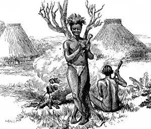 Cannibals Prints: Cannibals cooking, Central Africa, 1888