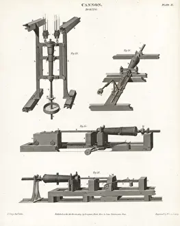 Sciences Prints: Cannon-boring machinery, 18th century