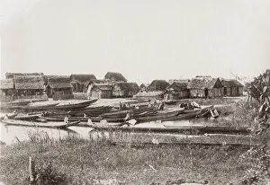 Canoes and river bank at Ivondro, Madagascar