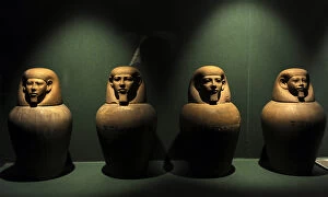 Images Dated 4th March 2012: Canopic jars. Tomb 116. Cemetery A. Riqqeh. C.1950-1800 BC