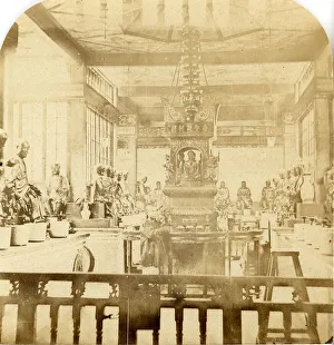 Idols Prints: Canton. Interior of the Temple of 500 Idols