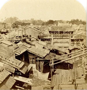Overlooking Prints: Canton. Panorama overlooking Treasury Street
