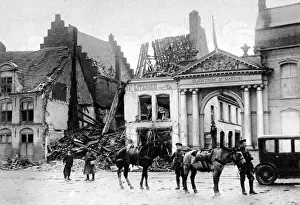 Martini Prints: The former capital of West Flanders damaged by German shells: A house wrecked next to the claustrum St