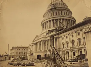 Capitol, Washington, DC, north-east view. Dome and front unf