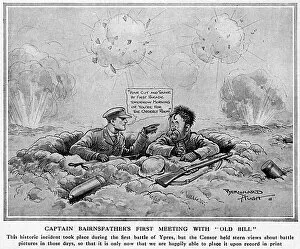 Cartoonist Gallery: Captain Bairnsfathers first meeting with Old Bill, WW1