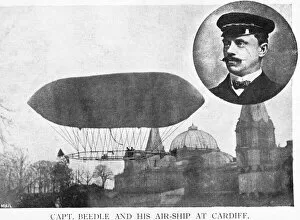 Airship Collection: Captain Beedle and His Airship at Cardiff, Wales, UK