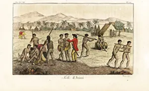 Webber Prints: Captain Cooks men with natives at Waimea