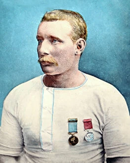 Webb Collection: Captain Matthew Webb (hand coloured photo)