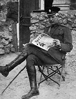 Captain Wilkinson reading The Tatler Captain Wilkinson reading The Tatler