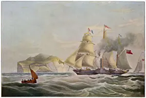 Bass Prints: Captained by William Bain, the early steamship is depicted passing the Bass Rock on her way to Edinburgh Date: 1834