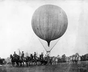 Winch Prints: Captive balloon with limbered balloon-kite winch wagon