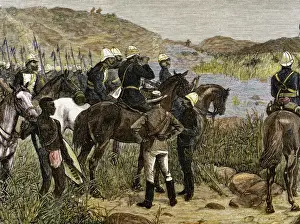 Detachment Prints: Capture of Cetshwayo. Colored engraving of Spanish and Ameri