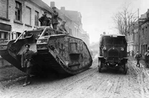 Images Dated 8th December 2011: Captured British tank in Armentieres, France, WW1
