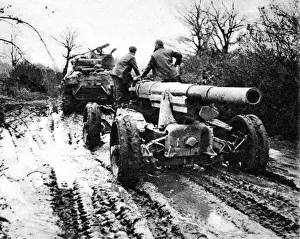 Captured German 155-mm Gun, Italy; Second World War, 1944