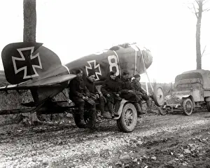 Captured German aeroplane, Western Front, WW1