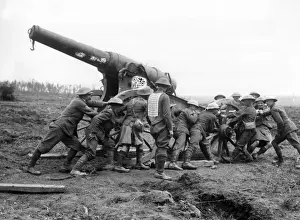 Mametz Prints: Captured German gun at Mametz, Somme, France, WW1