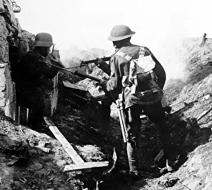 A captured German machine gunner at Croiselles - WW1
