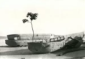 Images Dated 7th October 2011: Captured Turkish pontoons, Ismailia, Egypt, WW1
