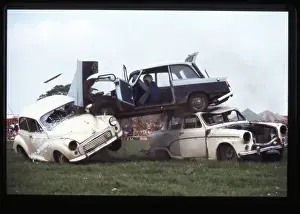 Car crashing through front of truck