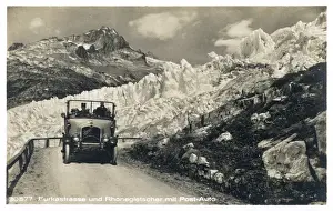 Car on Furkastrasse, Rhone Glacier, Switzerland