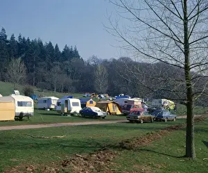 Caravans Prints: Caravan site, Horner, Exmoor, Somerset