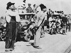 Caravan of striking cotton pickers south of Tulare, Californ Caravan of striking cotton pickers south of Tulare, Californ