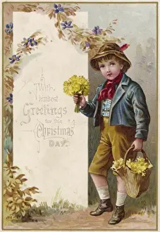 Card : Boy, Bouquet