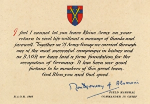 Alamein Gallery: Card, British Army of the Rhine