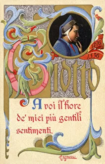 Images Dated 25th April 2019: Card commemorating the artist Giotto