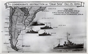 Admiral Gallery: Card commemorating Graf Spee destruction, WW2