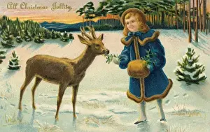 Card ;Girl & Deer