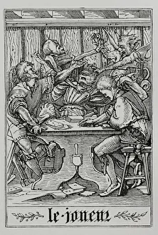 Mort Prints: The Card Player. The Death and a demon attacking
