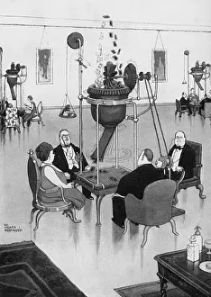 Turning Prints: Card shuffler, illustration by William Heath Robinson