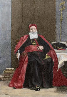 Cardinal Charles Lavigerie (1825-1892). Colored engraving