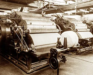 Carding machines in a woollen mill in Bradford
