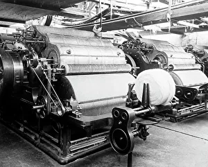 Carding machines in a woollen mill in Bradford
