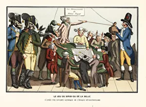 Diversion Prints: Caricature of Biribi players at the Palais-Royale, 1780s