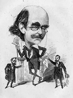 Caricature of Dion Boucicault, Irish actor and playwright