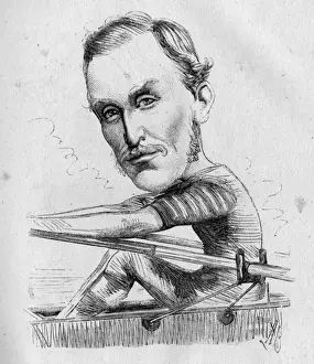 Rower Prints: Caricature of E A Trickett, world champion oarsman
