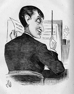 Caricature of Edward Solomon, conductor and composer
